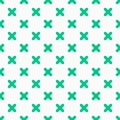 Vintage tiling seamless pattern with green crosses. Abstract retro ornament made of simple shapes