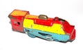 Vintage Tin Plate Toy Train On White Background Royalty Free Stock Photo