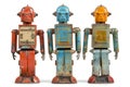 Vintage Tin Robot Collectible on White Background. AI Generated