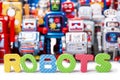 Vintage tin robot toys Royalty Free Stock Photo