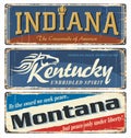 Vintage Tin Sign Collection With US. Indiana. Kentucky. Montana.