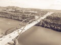 Aerial view Pennybacker Bridge or 360 Bridge in Austin, Texas, U