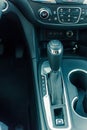 Filtered image automatic transmission in P mode inside modern car