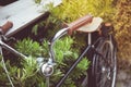 Vintage tone of Detail of a Vintage Bike Handle Bar Royalty Free Stock Photo