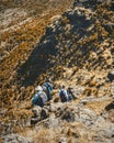 Vintage tone of hikers at Elephant Hill, Aberdare Ranges, Kenya Royalty Free Stock Photo