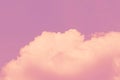 Vintage tone pink sky background with white clouds, fantasy big cloud sky scape for love postcard background Royalty Free Stock Photo