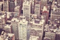 Vintage toned aerial picture of downtown New York.