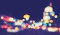 Vintage toned blurred city lights at night. Royalty Free Stock Photo