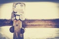 Vintage toned close up picture of a wooden fence detail. Royalty Free Stock Photo