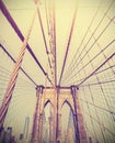 Vintage toned photo of the Brooklyn Bridge. Royalty Free Stock Photo