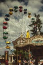 Vintage toned picture of an amusement park