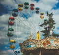 Vintage toned picture of an amusement park