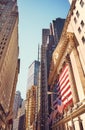 Vintage toned picture of Wall Street in Manhattan, New York