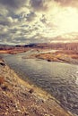 Vintage toned Snake River in the Grand Teton National Park Royalty Free Stock Photo