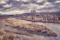 Vintage toned Snake River in the Grand Teton National Park, Wyoming, USA.