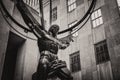 Vintage toned statue of Atlas in New York City`s Fifth Avenue