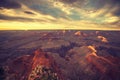 Vintage toned sunset over Grand Canyon. Royalty Free Stock Photo