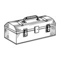 Vintage toolbox sketch hand drawn illustration, metal container, classic tool storage design Royalty Free Stock Photo