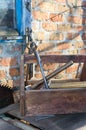 Vintage Toolbox with tools. Old wooden box with building tools, boards for repair. Royalty Free Stock Photo