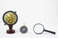 Vintage Tools Globe Compass and Loupe