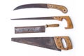 Vintage tools - set old saws, handsaws isolated