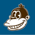 Vintage toons cartoon smiling monkey face vector illustration Royalty Free Stock Photo