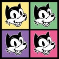 Vintage toons. four images of retro cartoon character smiley woolf on the colorful background Royalty Free Stock Photo