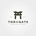 vintage torii gate logo minimalist vector symbol illustration design