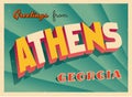 Vintage Touristic Greeting Card From Athens, Georgia.