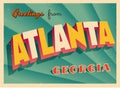 Vintage Touristic Greeting Card From Atlanta, Georgia.