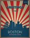 Vintage Touristic Greeting Card - Boston