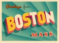 Vintage Touristic Greeting Card From Boston, Massachusetts.