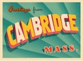 Vintage Touristic Greeting Card From Cambridge, Massachusetts.