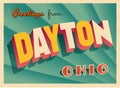 Vintage Touristic Greeting Card From Dayton, Ohio. Royalty Free Stock Photo