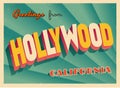 Vintage Touristic Greeting Card From Hollywood, California.