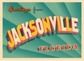 Vintage Touristic Greeting Card From Jacksonville, Florida.