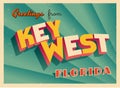 Vintage Touristic Greeting Card From Key West, Florida. Royalty Free Stock Photo