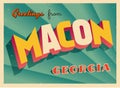 Vintage Touristic Greeting Card From Macon, Georgia.