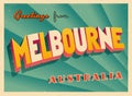 Vintage Touristic Greeting Card from Melbourne.