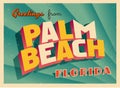 Vintage Touristic Greeting Card From Palm Beach, Florida. Royalty Free Stock Photo