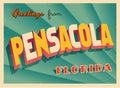 Vintage Touristic Greeting Card From Pensacola, Florida.