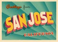 Vintage Touristic Greeting Card From San Jose, California.