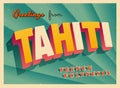 Vintage Touristic Greeting Card from Tahiti.