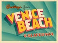 Vintage Touristic Greeting Card From Venice Beach, California.