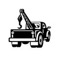 Vintage Tow Truck or Wrecker Pick-up Truck Rear View Retro Black and White