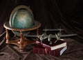 Vintage Toy Airplane with Globe and Books