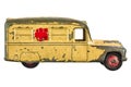 Vintage toy ambulance isolated on white