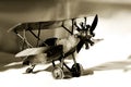 Vintage Toy Bi-Plane (sepia) Royalty Free Stock Photo