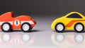 Vintage toy cars in a row on a white surface Royalty Free Stock Photo