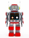 Vintage toy robot on white background. 3D illustration Royalty Free Stock Photo